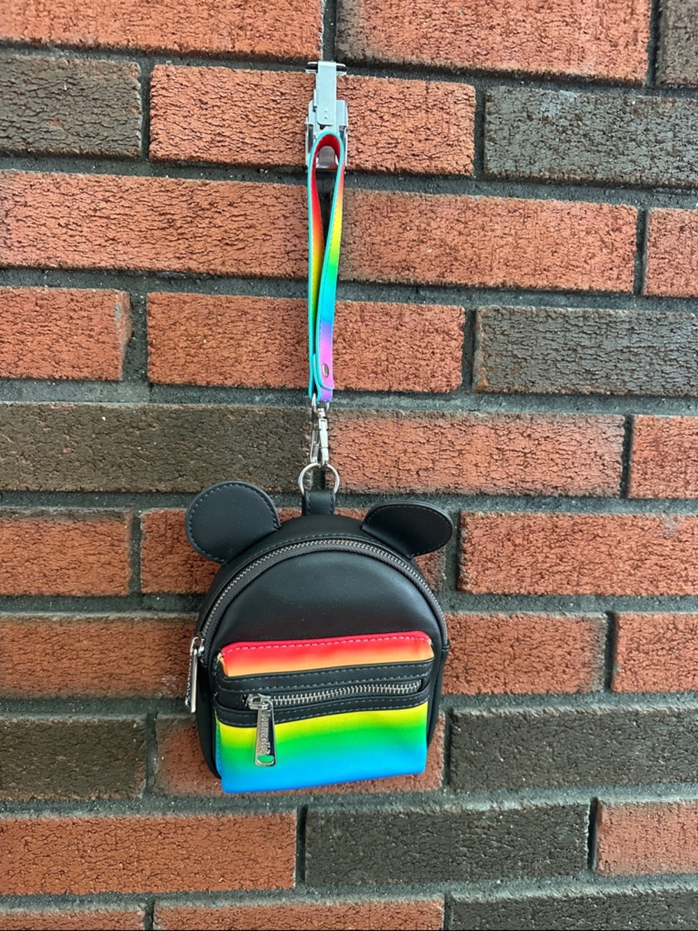 Loungefly Mickey Mouse Mini Wristlet with Rainbow Accent